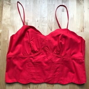 Anthropologie Maeve Red Scalloped Crop Tank Top